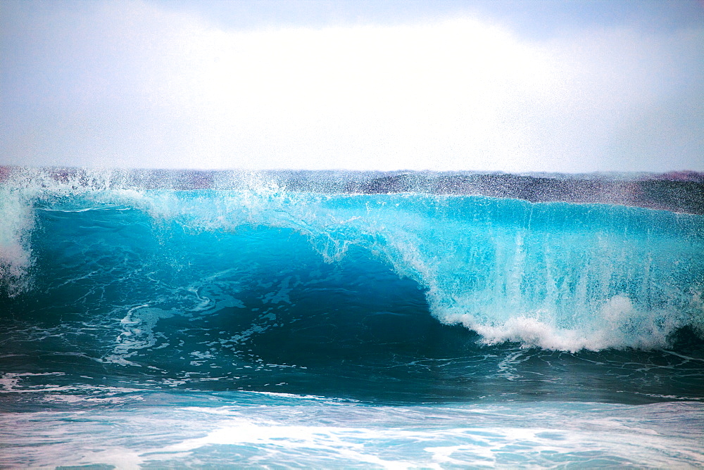 Hawaii, Oahu, Beautiful wave breaking.