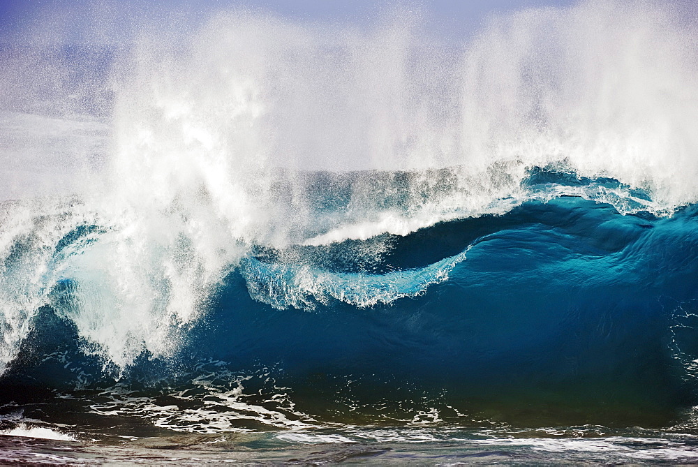 Hawaii, Big Island, South Point, Wind blown surf.