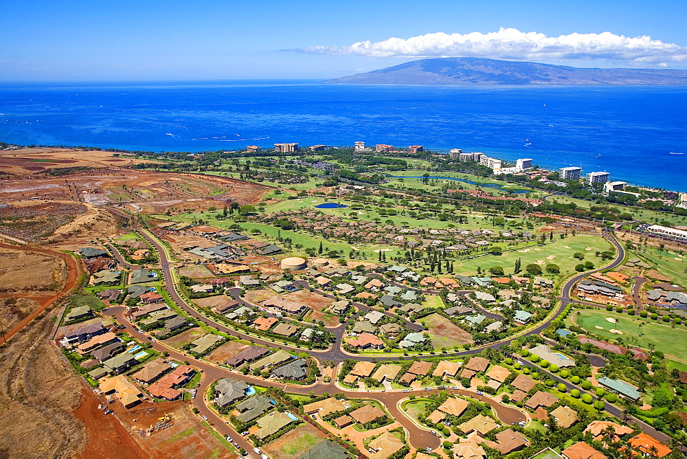 Hawaii, Maui, Aerial of Kaanapali Resort Area.