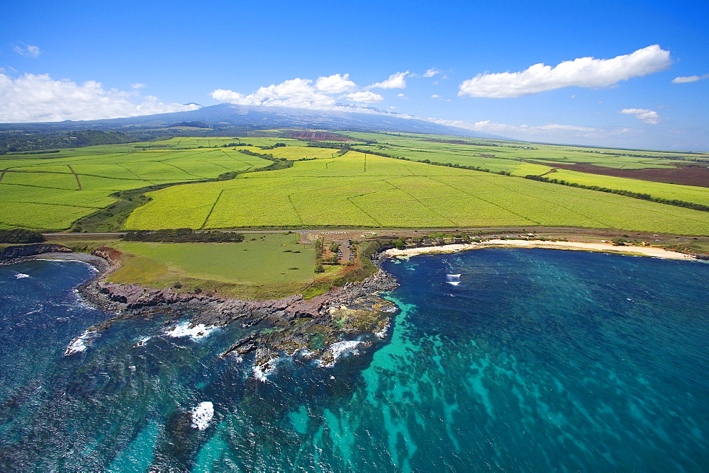 Hawaii, Maui, Hookipa Beach Park, Haleakala in the distance.