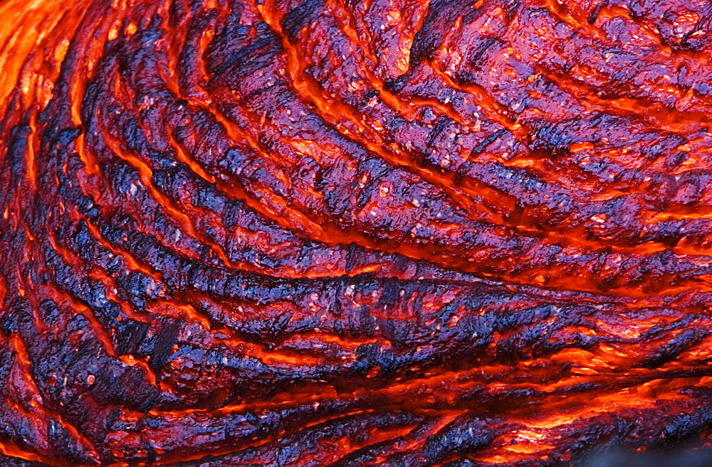 Hawaii, Big Island, Hawaii Volcanoes National Park, Kilauea Volcano, Detail of molten lava.