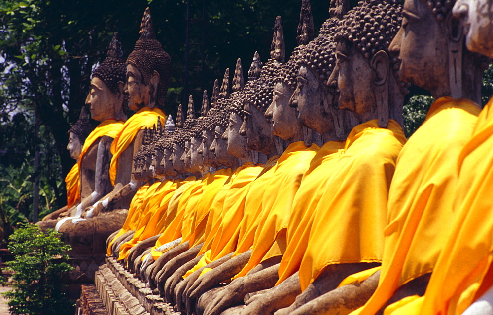 Thailand, Ayuthaya, Wat Yai Chai Monghon bodhisattva statues