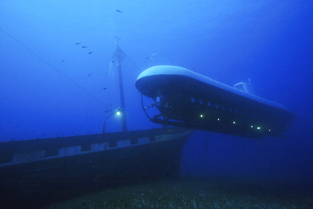 Hawaii, Maui, Lahaina, Atlantis submarine visits the Carthaginian, sunk as an artificial reef December 2005