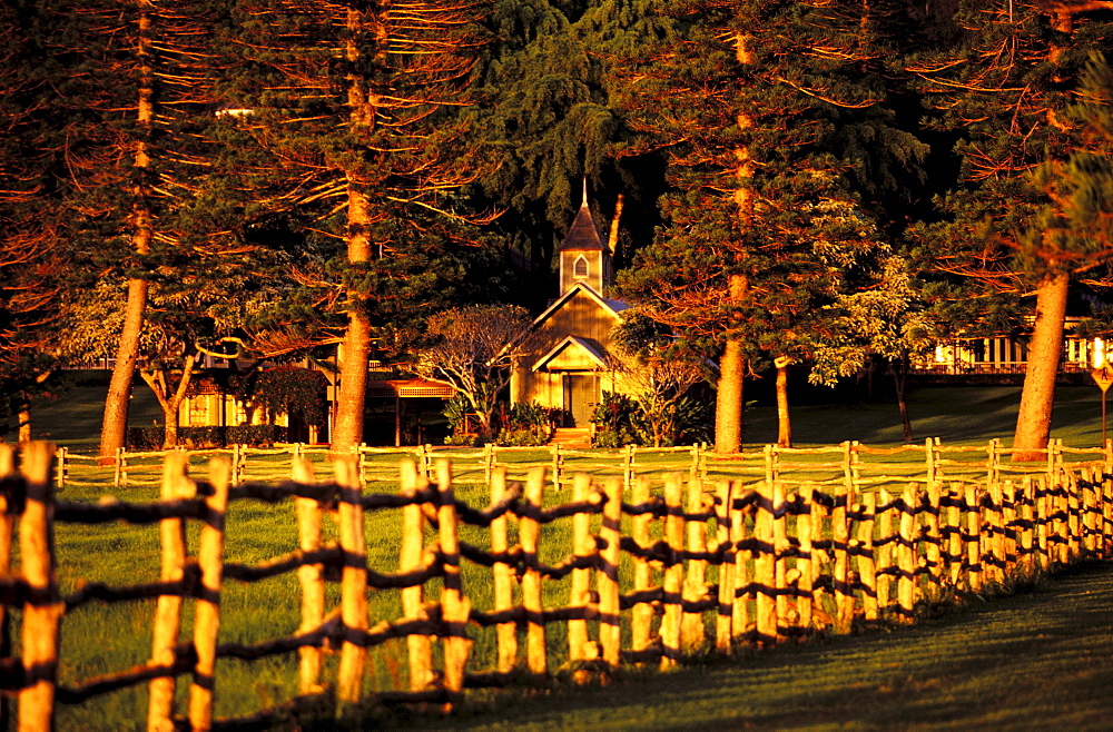 Hawaii, Lanai, Kalokahi O Ka Malamalama Ho'omana Na'auao O Hawaii Church, golden view