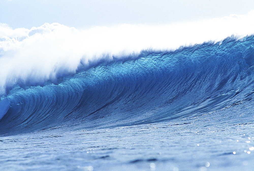 Blue wave curling over.