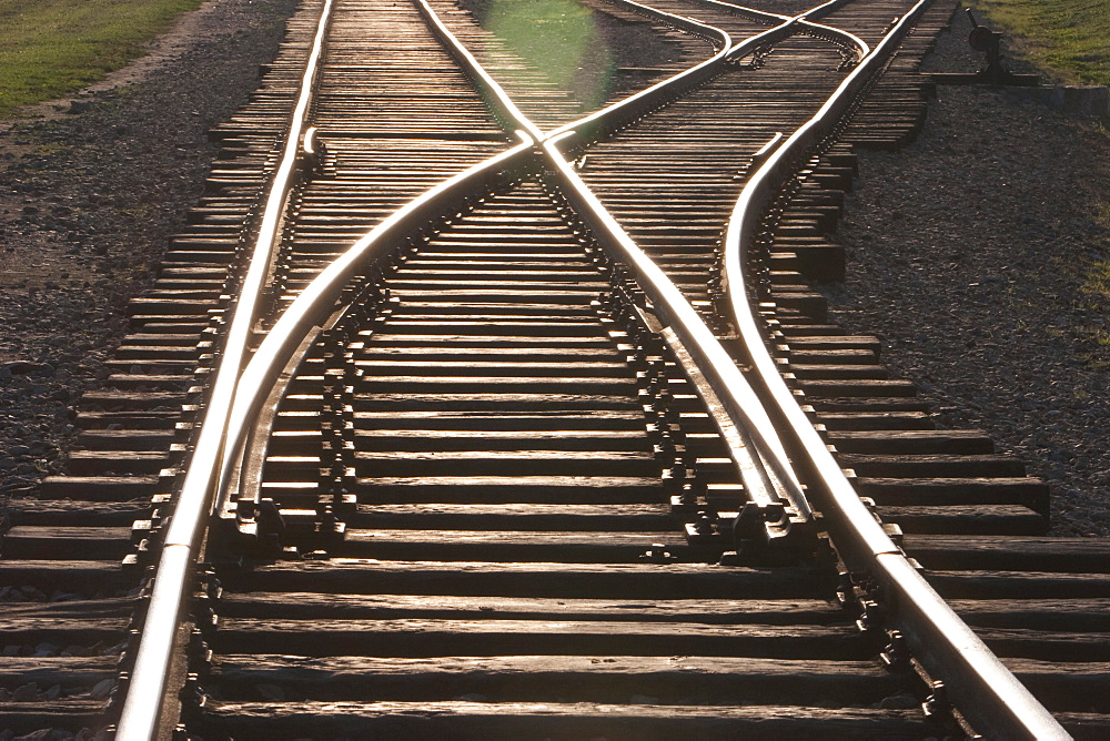 Railway Track Along The 'selektionsrampe', The Platform Where People Where Selected To Die In The Gas Chambers Immediately Or To Work To Death At The Auschwitz-Birkenau Concentration Camp, Oswiecim, Malopolska, Poland