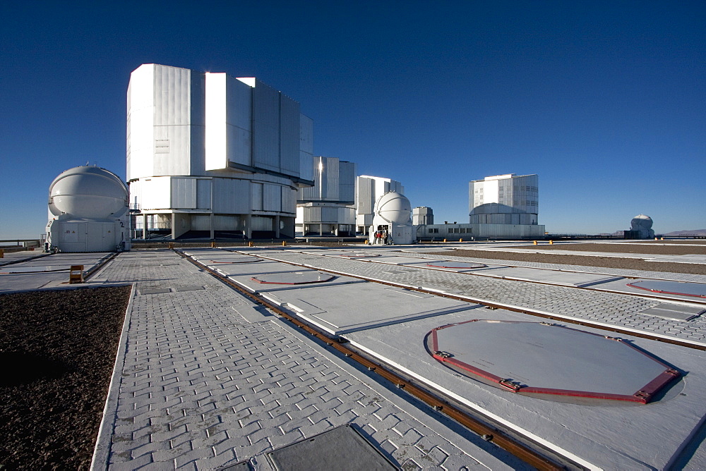 Unit Telescopes And Auxiliary Telescopes Belonging To The Very Large Telescope (Vlt) On The Platform Operated By The European Southern Observatory At Paranal, Antofagasta Region, Chile