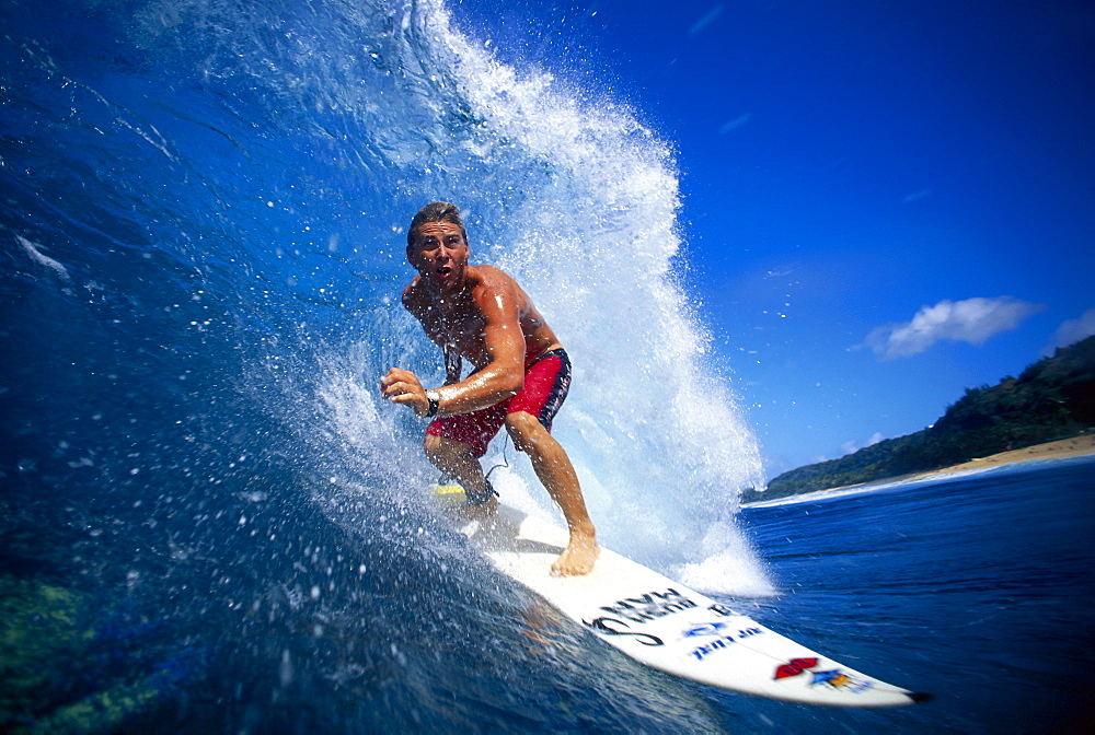 Hawaii, Surfer Close-Up Coming Out Of Wave, Pancho B1362