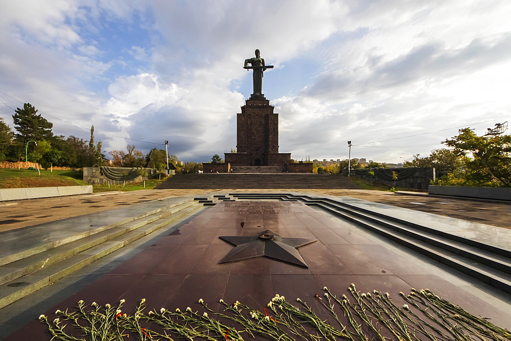 Commemoration of Soviet Armenia's participation in the second World War and monumental statue of Mother Armenia in Victory Park, Yerevan, Armenia