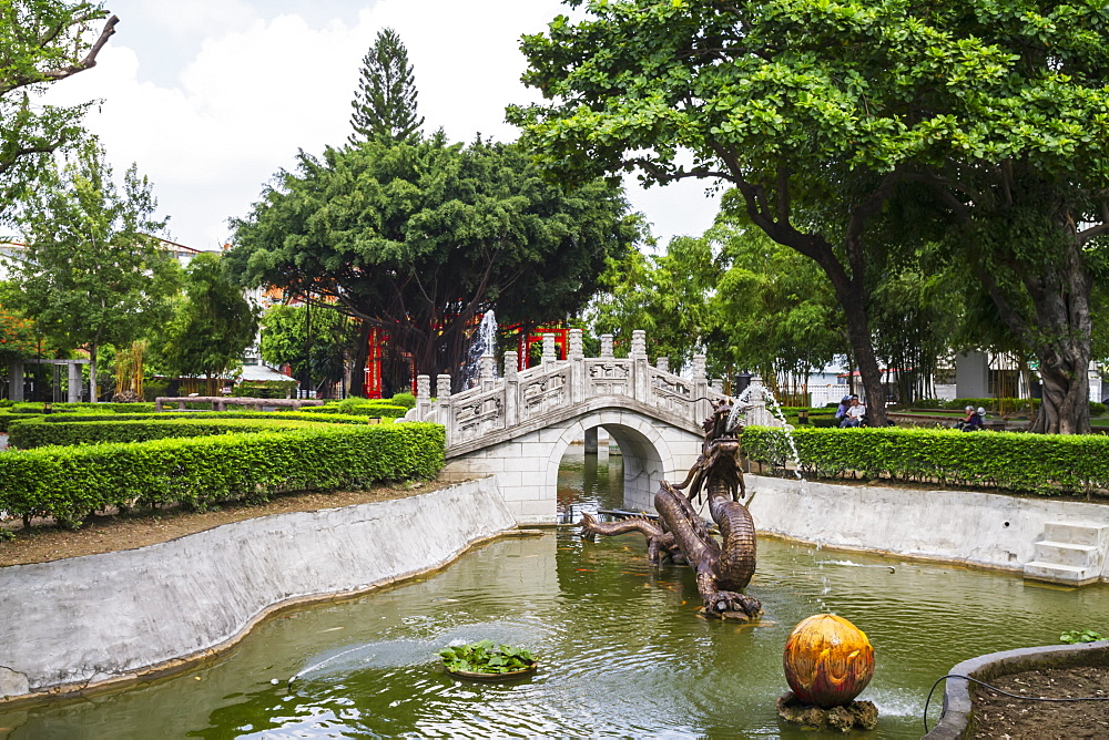 Stone bridge in the garden of Zheng Chenggong (Koxinga) Shrine, Tainan, Taiwan