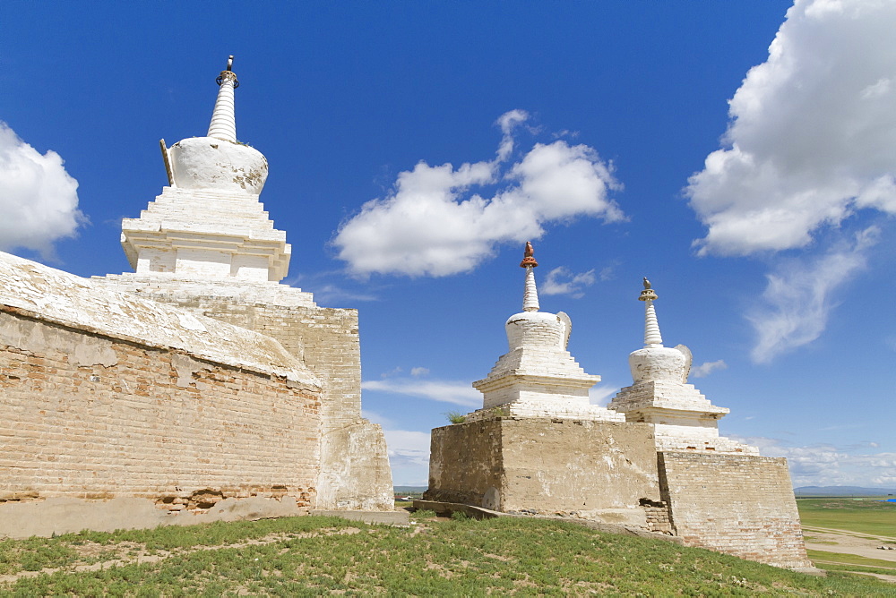 Stupas on the enclosure wall surrounding Erdene Zuu Monastery, Karakorum (Kharkhorin), Ã–vÃ¶rkhangai Province, Mongolia