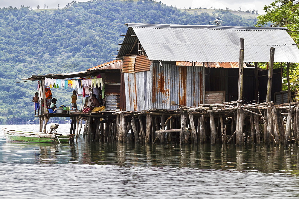 Stilt house in Kampung Ayapo, Lake Sentani, Papua, Indonesia
