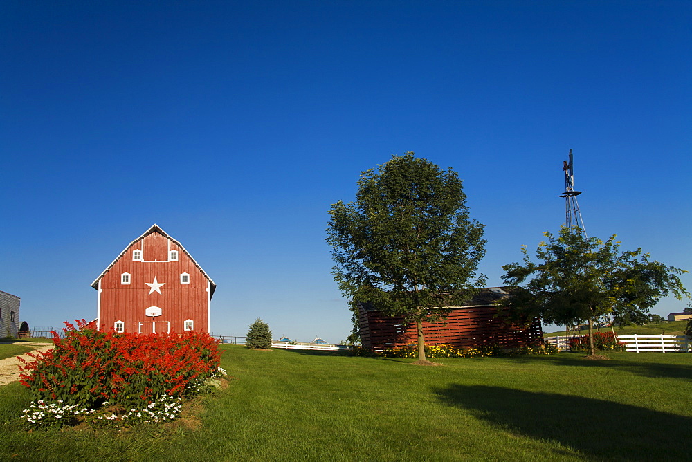 Red barn at a farm, near Edgewood, Iowa, United States of America