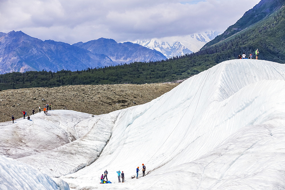 Guided groups recreate on Root Glacier in Wrangell-St. Elias National Park; Alaska, United States of America