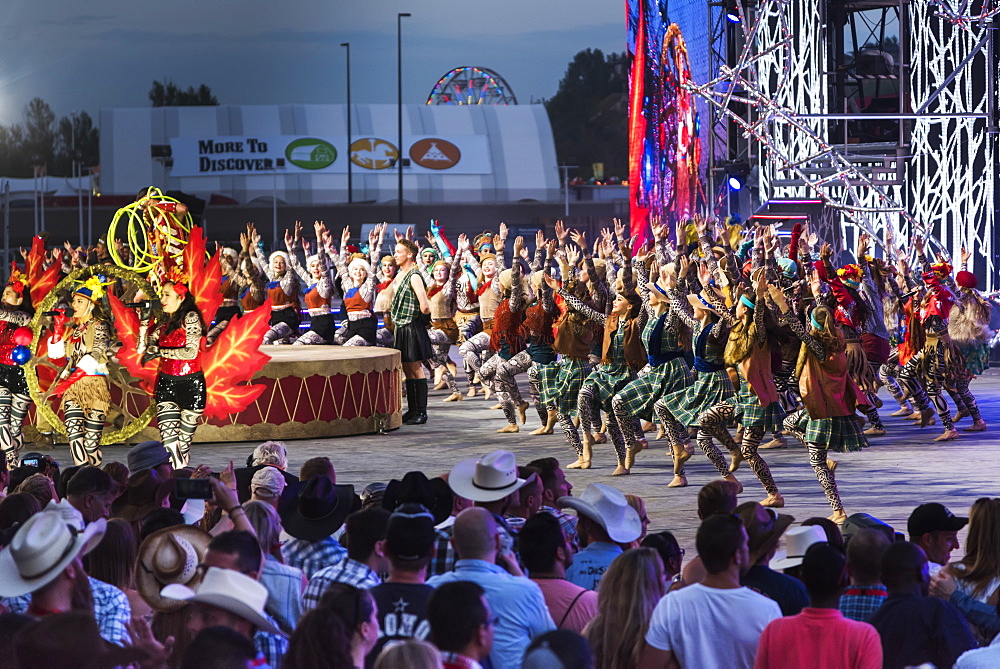 Dancers entertaining a crowd at the Calgary Stampede, Calgary, Alberta, Canada