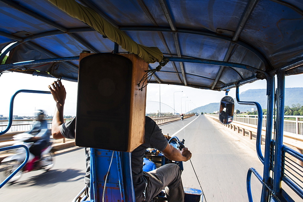 On board a tuk-tuk, Pakse, Champasak, Laos