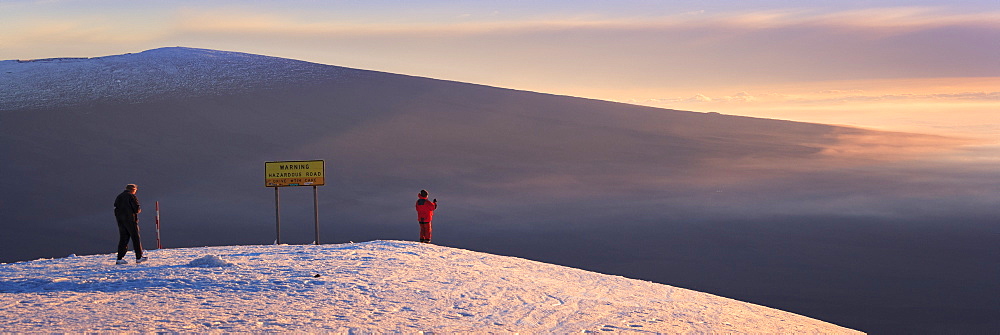 Awaiting sunset on top of Mauna Kea with Mauna Loa in the distance, Island of Hawaii, Hawaii, United States of America