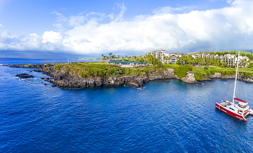 Aerial view of the Montage Resort Kapalua Bay, Cliff House and Hawea Point, Lahaina, Maui, Hawaii, United States of America