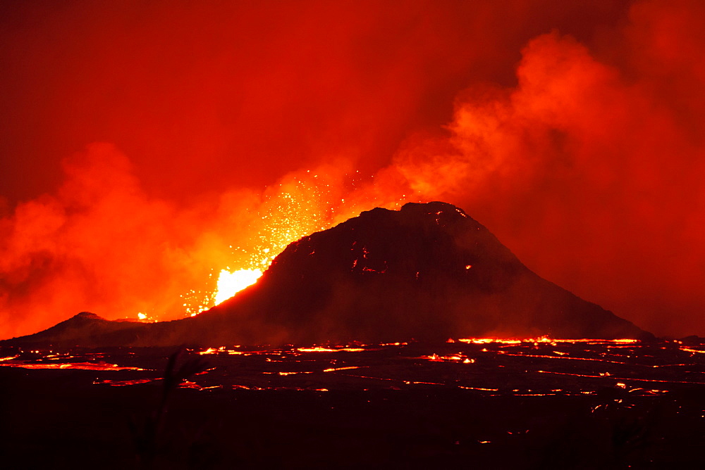 May 2018 eruption, Leilani Estates subdivision, East Rift Zone Kilauea Volcano, Big Island of Hawaii, Pahoa, Island of Hawaii, Hawaii, United States of America