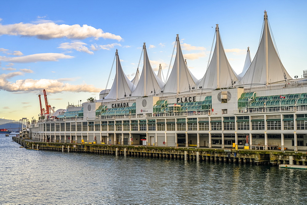 Canada Place, the cruise ship terminal in Burrard Inlet, Vancouver, BC, Canada