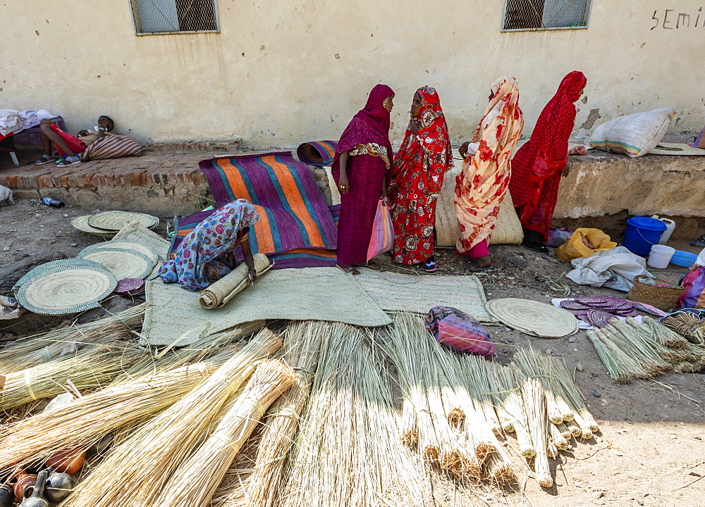 Basket vendors at the open air market, Keren, Anseba Region, Eritrea