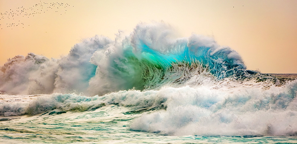 Waves off the Na Pali coast of Kauai, Kauai, Hawaii, United States of America