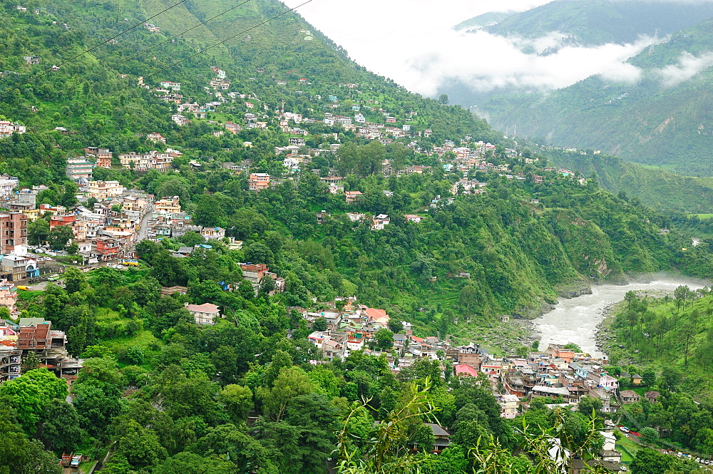 View of Chamba town and Ravi River, Himachal Pradesh, India, Asia 