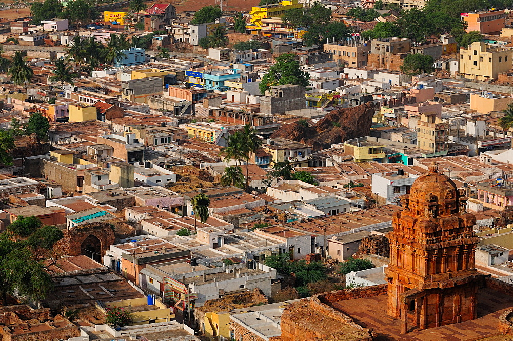 View of Badami town, Karnataka, India, Asia 