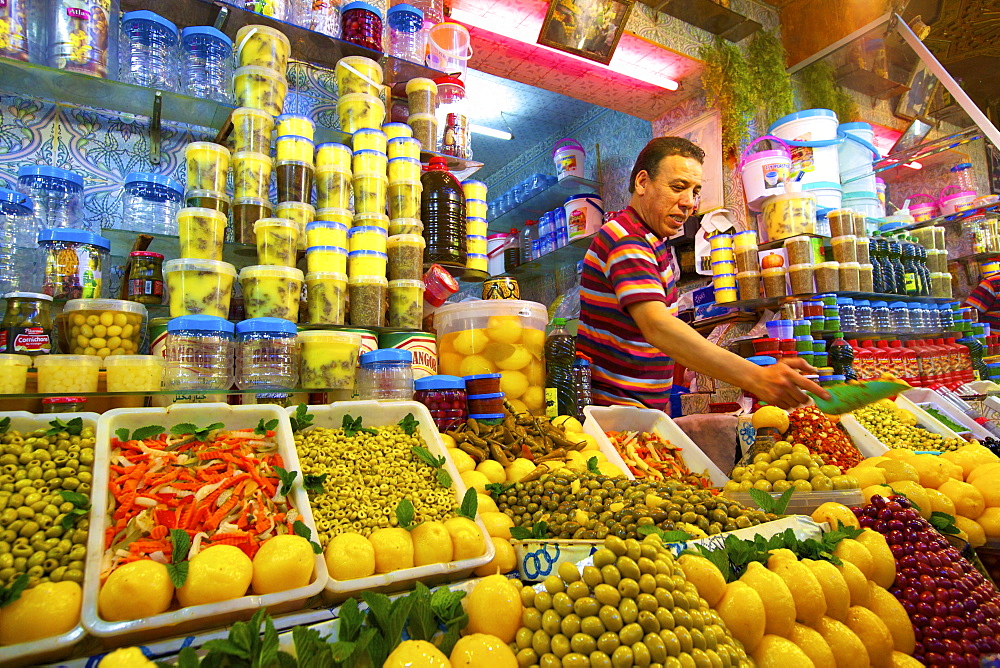 Provision stall, Medina, Meknes, Morocco, North Africa, Africa