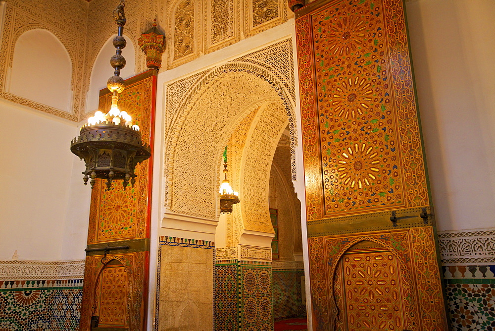 Interior of Mausoleum of Moulay Ismail, Meknes, Morocco, North Africa, Africa