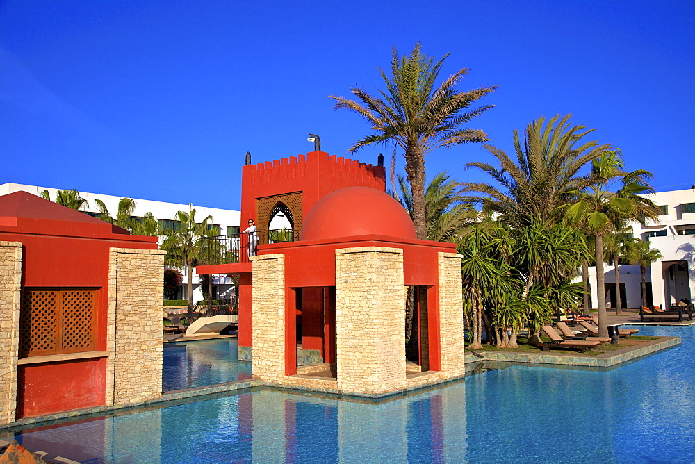 Swimming pool at hotel, Agadir, Morocco, North Africa, Africa