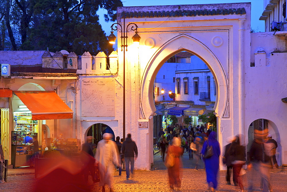 Bab El Fahs at dusk, Grand Socco, Tangier, Morocco, North Africa, Africa