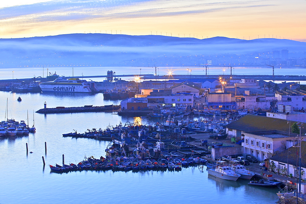 The Harbour at dawn, Tangier, Morocco, North Africa, Africa