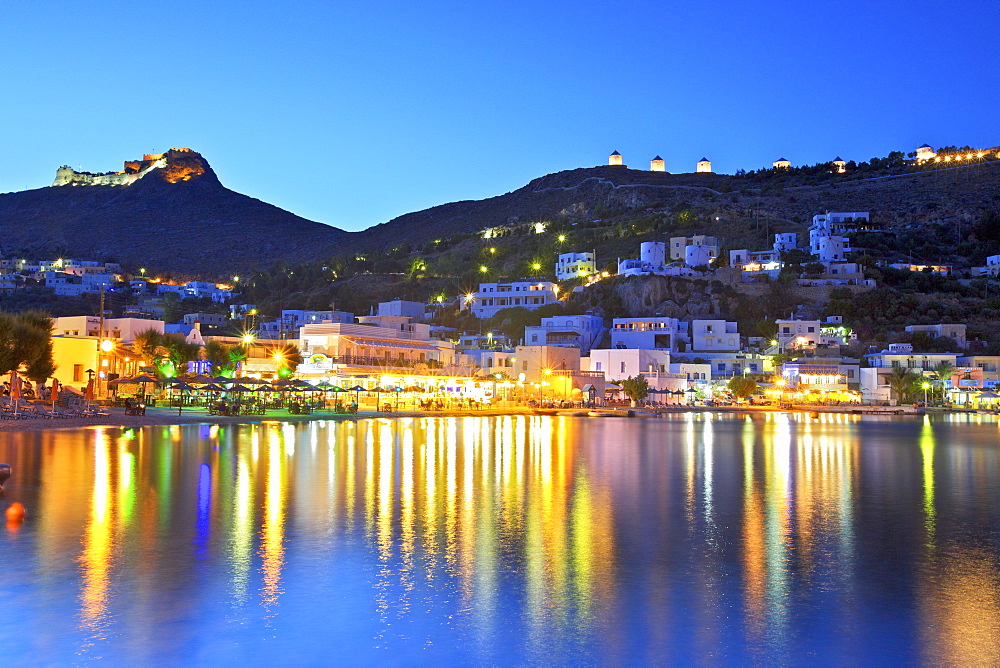 Panteli at night, Leros, Dodecanese, Greek Islands, Greece, Europe