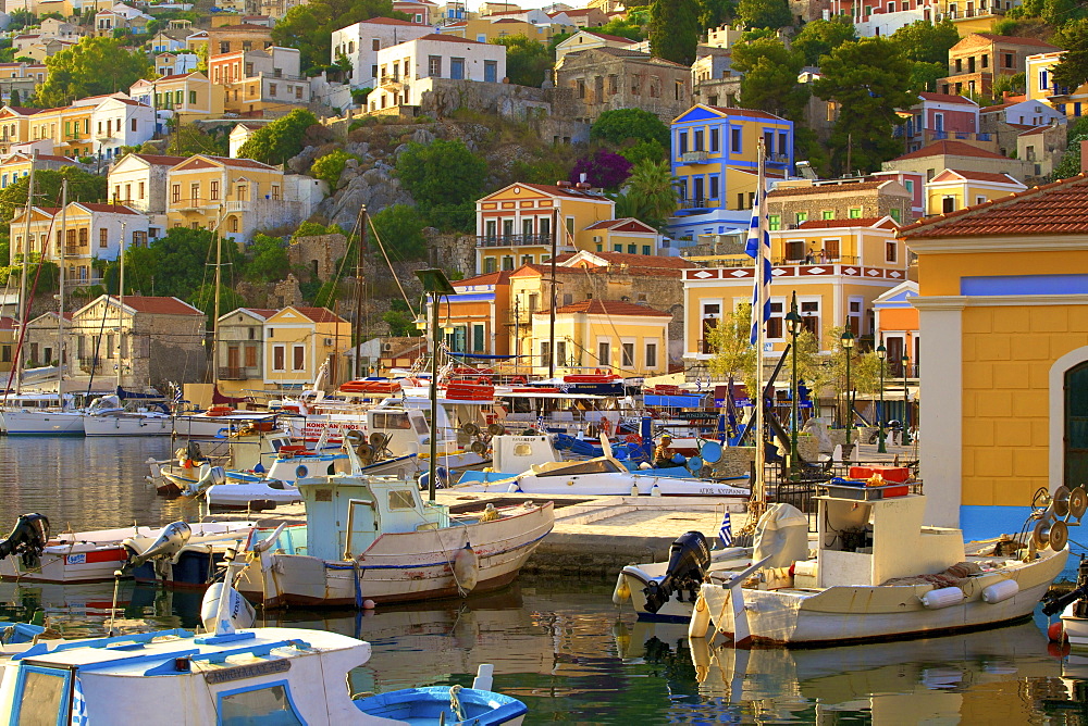 Symi Harbour, Symi, Dodecanese, Greek Islands, Greece, Europe