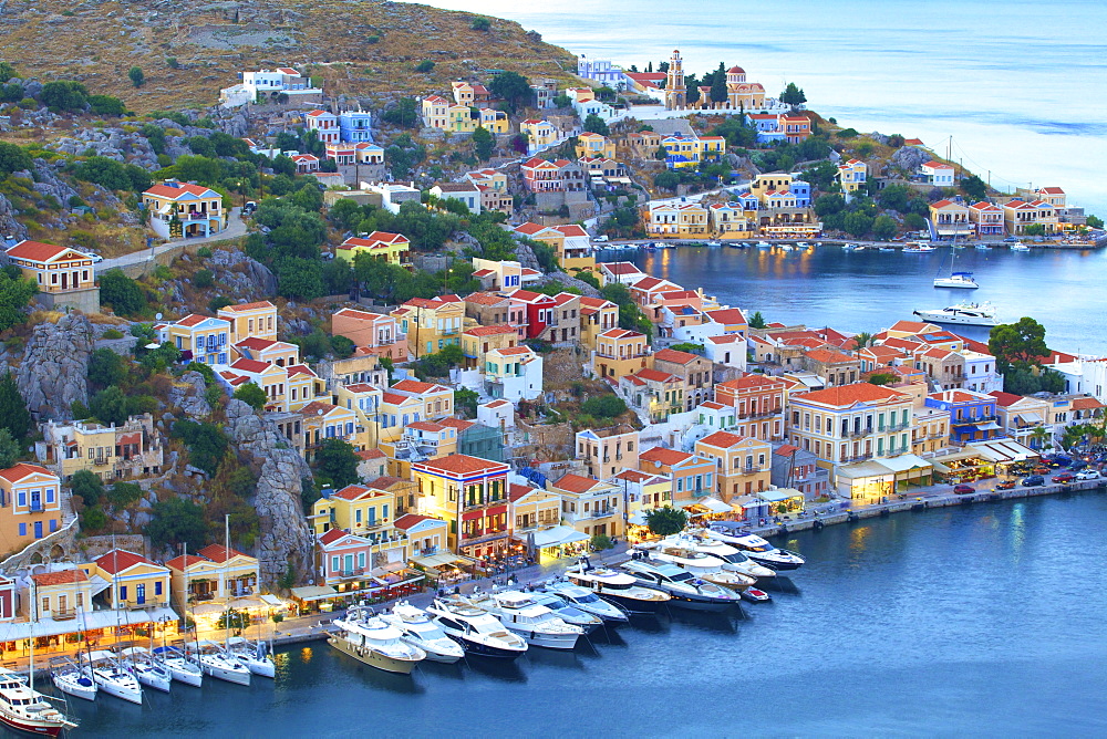 Symi Harbour, Symi, Dodecanese, Greek Islands, Greece, Europe