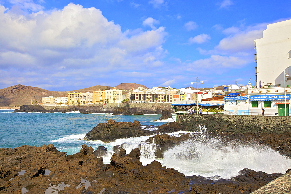 Playa de las Canteras Beach, Santa Catalina District, Las Palmas de Gran Canaria, Gran Canaria, Canary Islands, Spain, Atlantic Ocean, Europe