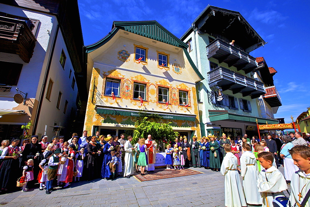 Participants in the Feast of Corpus Christi Celebrations in their traditional dress, St. Wolfgang, Wolfgangsee Lake, Austria, Europe