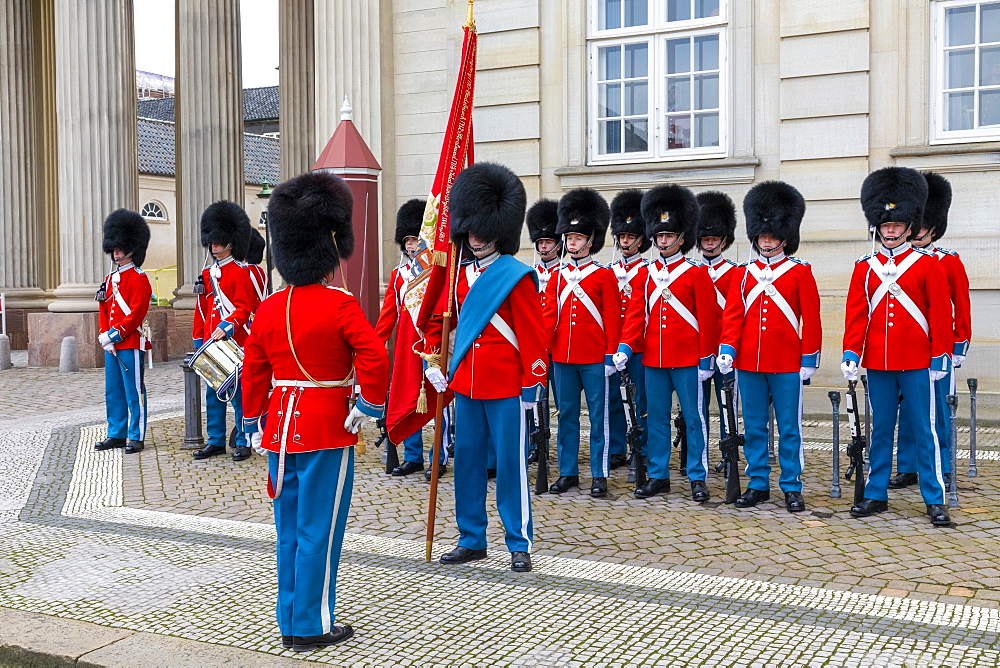 Changing of the Guard, Amalienborg Palace, Copenhagen, Denmark, Scandinavia, Europe