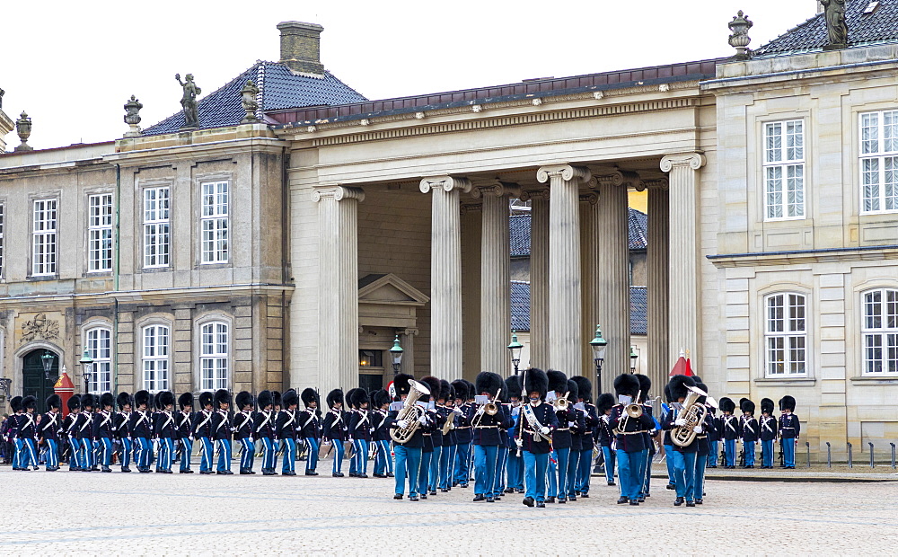 The Royal Guards Music Band, Amalienborg Palace, Copenhagen, Denmark, Scandinavia, Europe