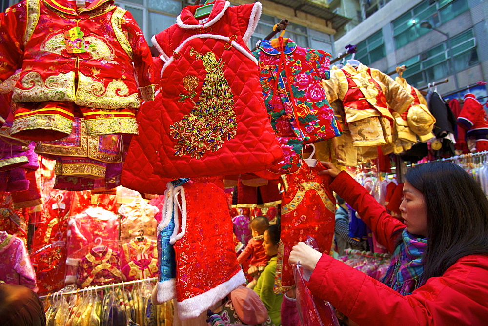 Traditional Chinese New Year clothes, Hong Kong, China, Asia