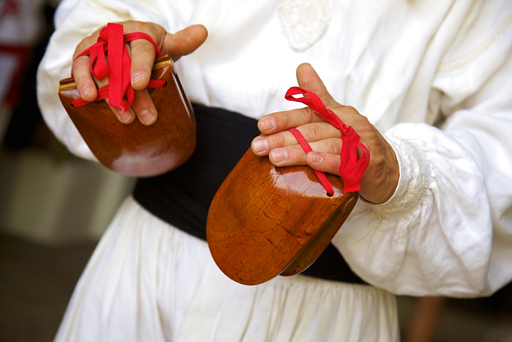 Castanets, Ibizan Folk Dance, Sant Miquel de Balansat, Ibiza, Balearic Islands, Spain, Europe