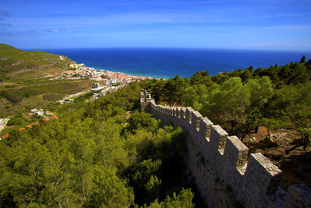 View over Sesimbra from Sesimbra Castle, Sesimbra, Portugal, South West Europe