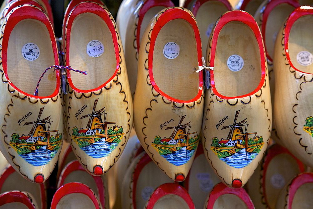 Wooden Dutch clogs for sale in a Market, Amsterdam, Netherlands, Europe