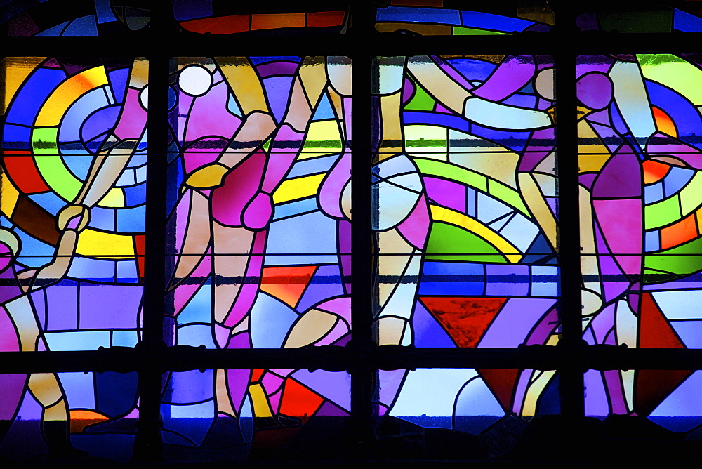 Stained glass window, Gellert Hotel and Spa, Budapest, Hungary, Europe 