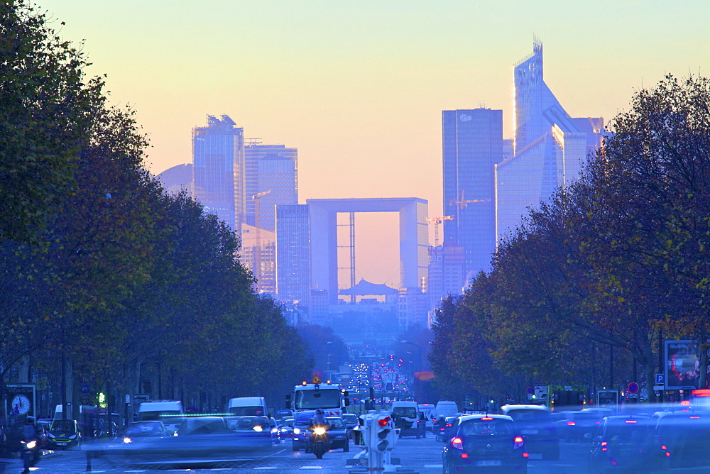 View towards La Defense, Paris, France, Europe