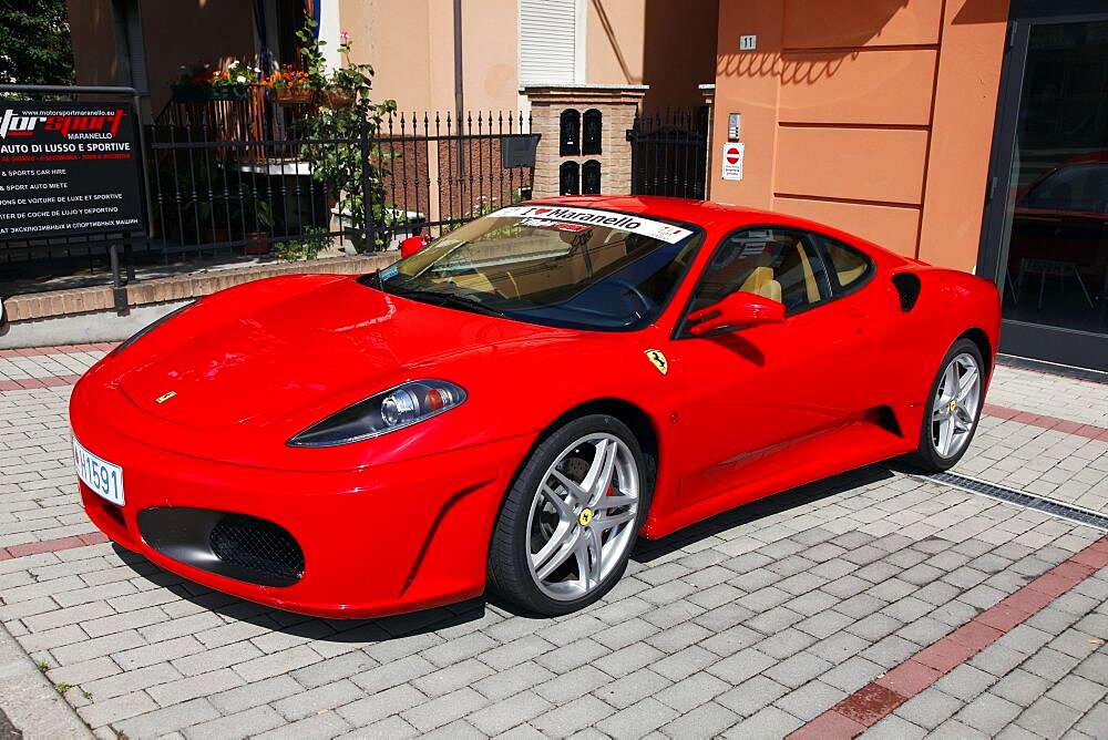 Red Ferrari 430, Maranello, Emilia-Romagna, Italy, Europe