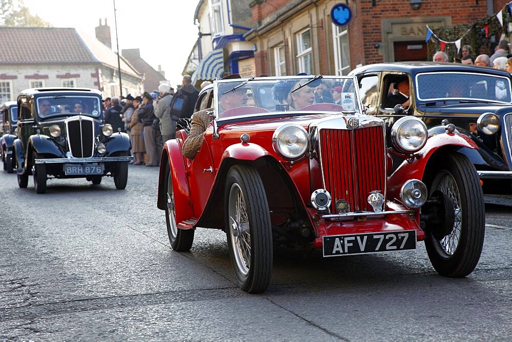 1940s Red MG Classic Car, Pickering, North Yorkshire, Yorkshire, England, United Kingdom, Europe