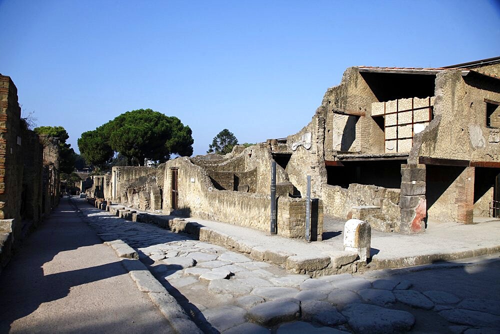 Ancient Roman Street Cardo V, Herculaneum, UNESCO World Heritage Site, Naples, Campania, Italy, Europe