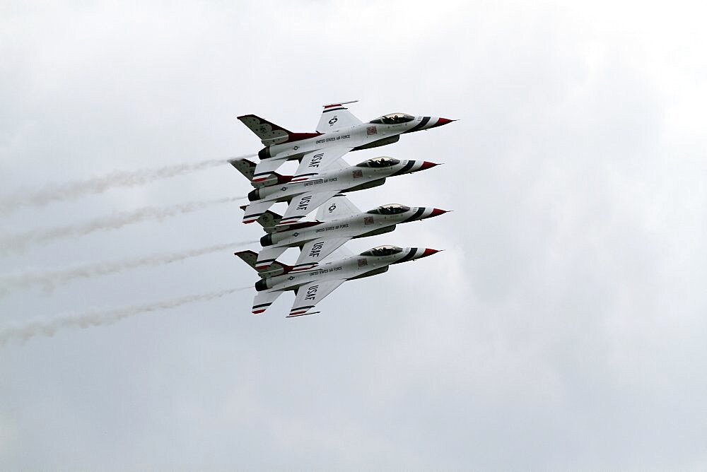 Four F-16c Jet Fighters, Waddington, Lincolnshire, England, United Kingdom, Europe